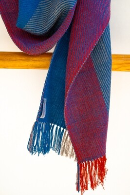 Handwoven Woollen Scarf Dyed with indigo, madder and harada