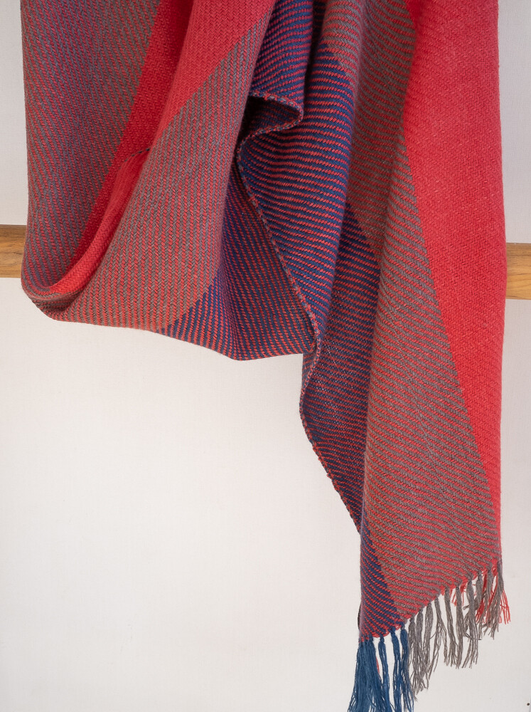Handwoven Woollen Scarf Dyed with indigo, madder and harada