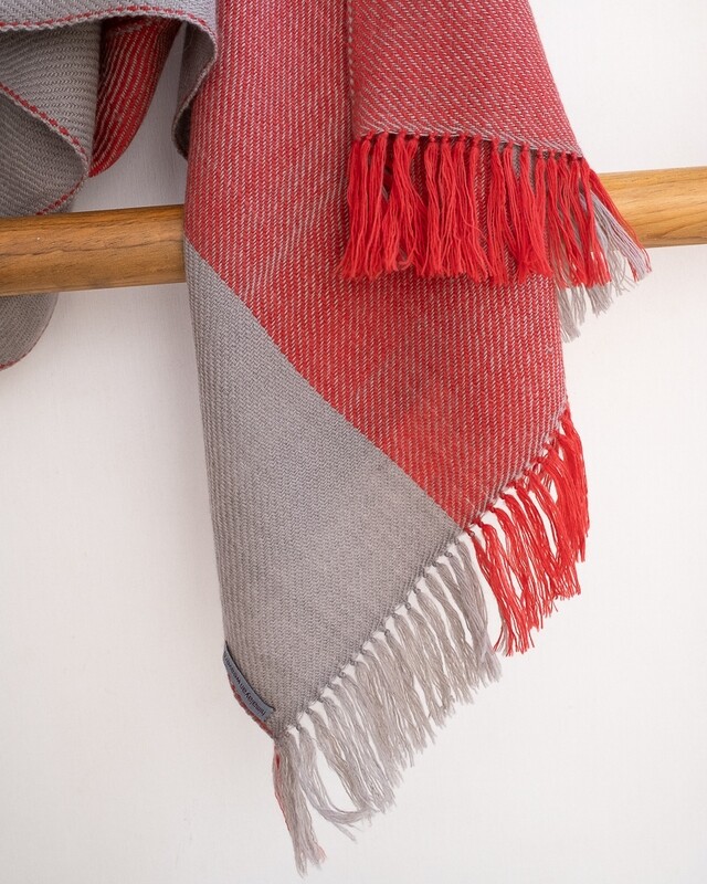 Hand-woven woolen stole dyed with madder and harada