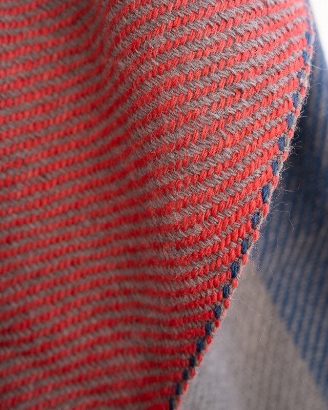 Handwoven Woollen Scarf Dyed with indigo madder and harada