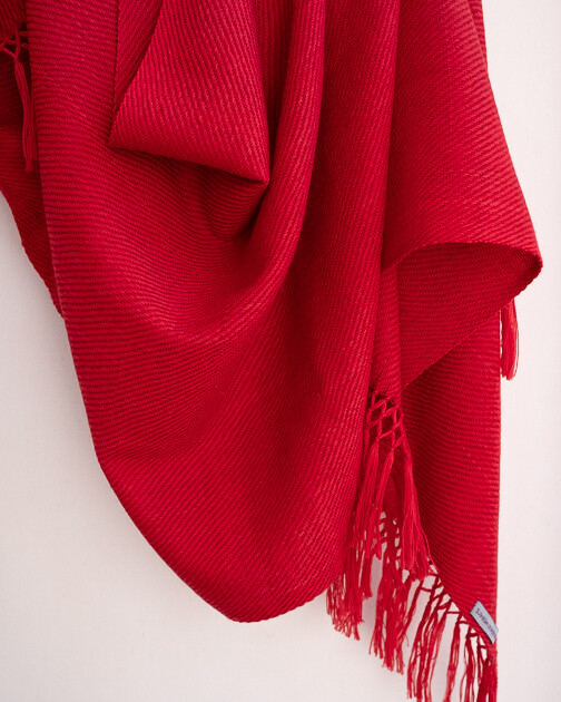 Hand-woven woolen stole dyed with madder