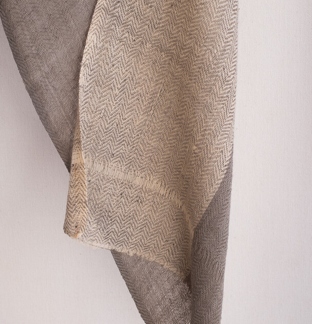 Hand-woven Pashmina Scarf yed with tea and harada