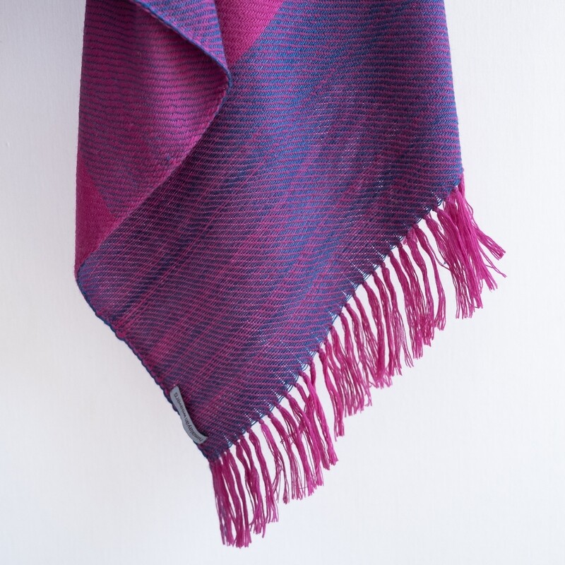 Hand-woven woolen stole dyed with sappanwood and indigo