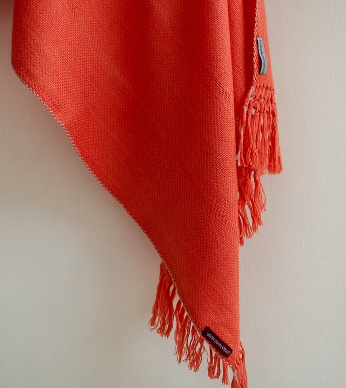 Hand-woven woolen stole dyed with madder and tea