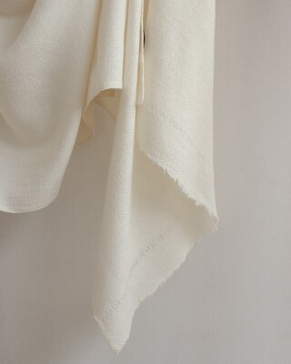 Large hand-woven woolen shawl undyed