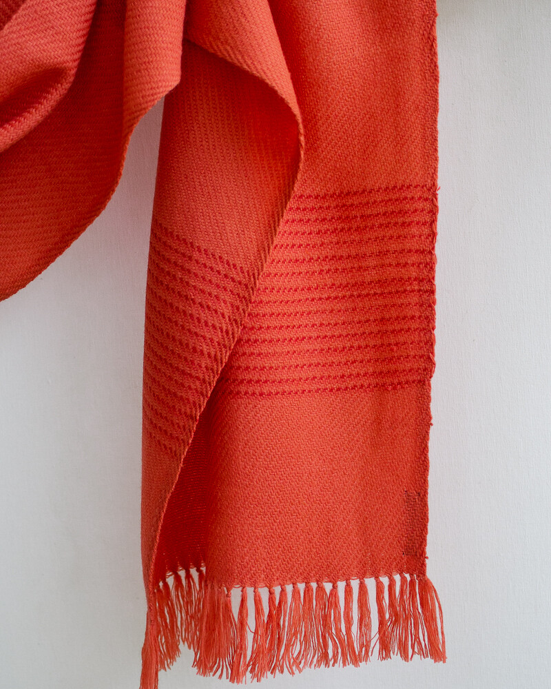 Handwoven Woollen Scarf Dyed with Madder