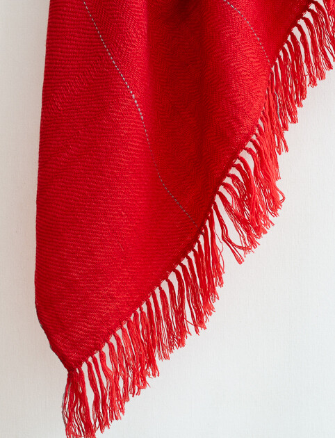 Large hand-woven woollen shawl dyed with madder and harada