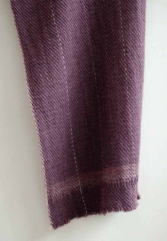 Handspun woolen Scarf dyed with shellac and sappanwood