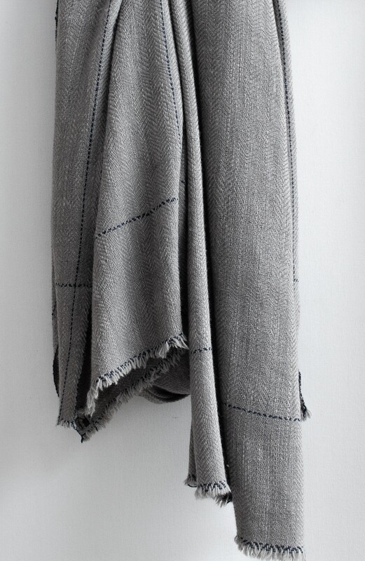 Large woolen Shawl Hand Spun and Handwoven Dyed with Harada and Indigo