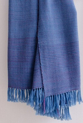 Hand-woven woolen shawl dyed with indigo and sappanwood