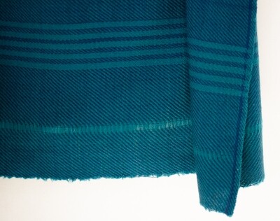 Hand-woven woolen shawl dyed with indigo and tesu