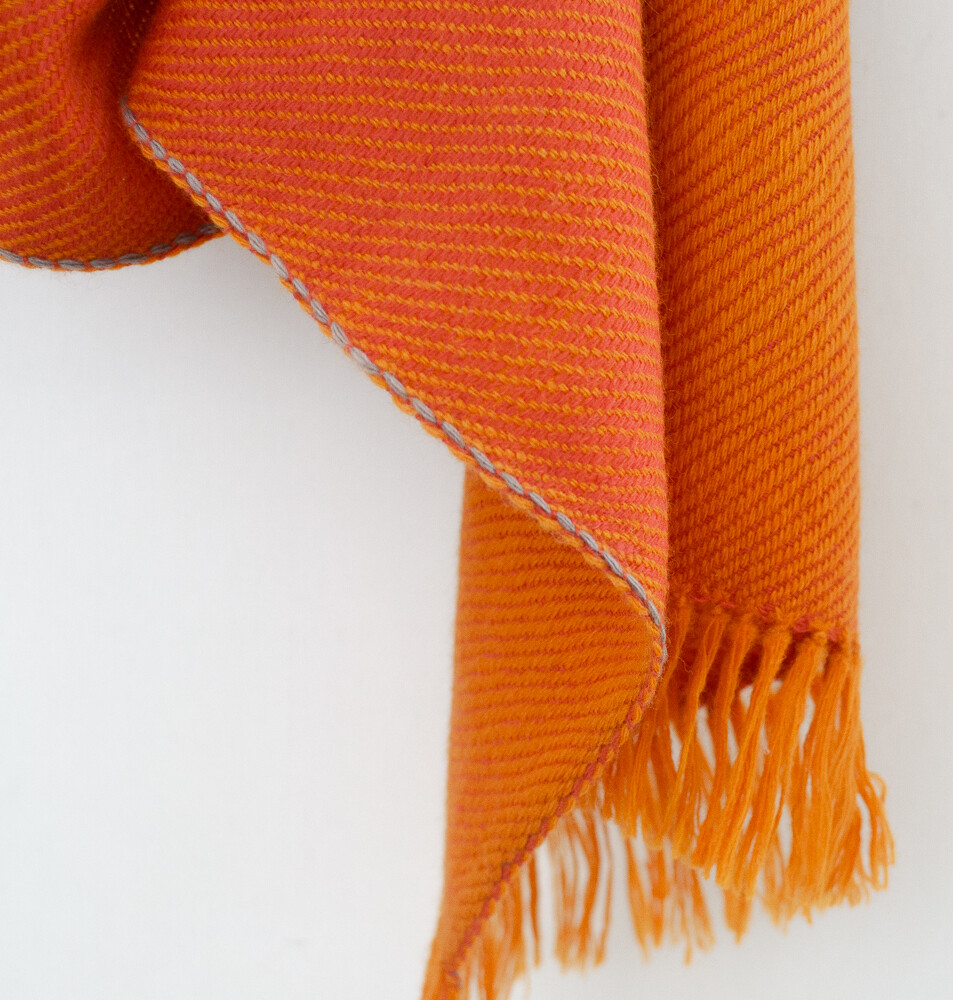 Handwoven Woolen Scarf Dyed with madder harada and tesu flowers
