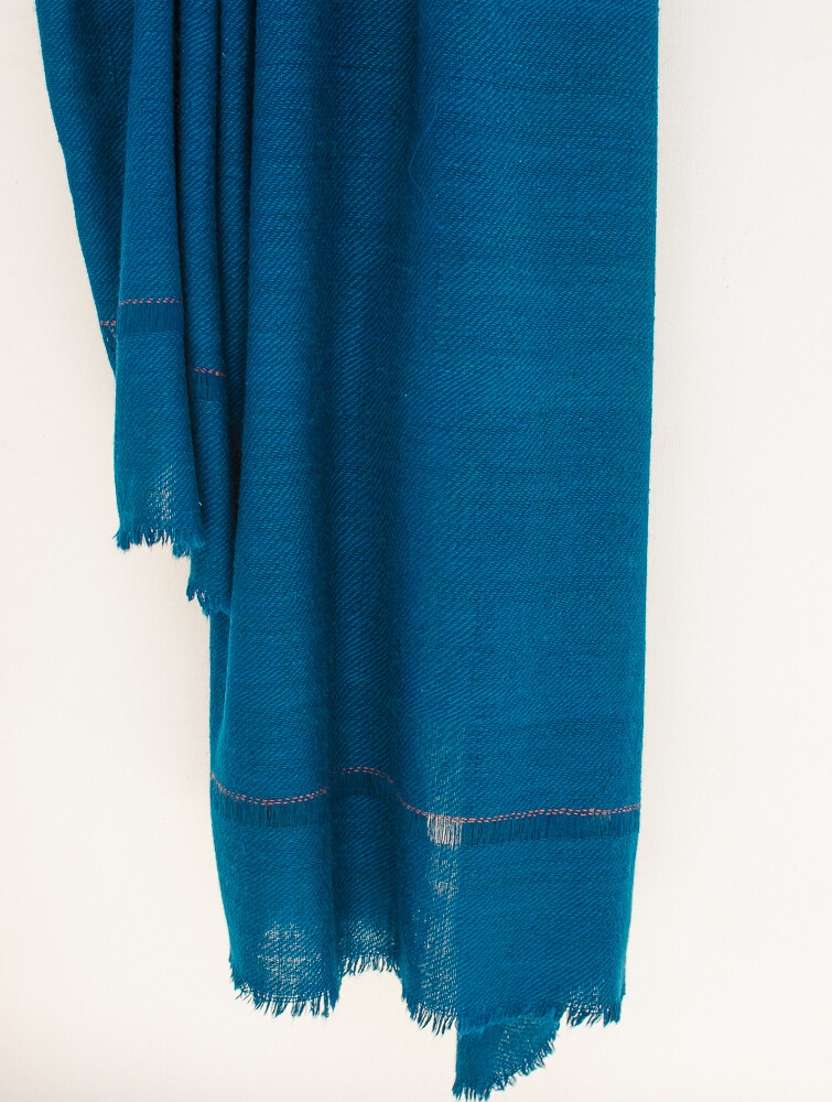 Handwoven Pashmina Shawl dyed with indigo madder and tesu