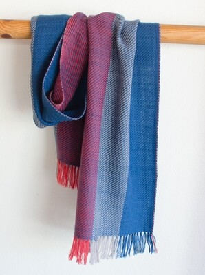 Handwoven Woolen Scarf Dyed with indigo, madder and harada