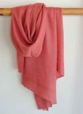 Hand-woven Pashmina Stole dyed with Madder (Pink)