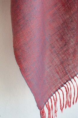 Hand-woven Pashmina Stole dyed with madder indigo and tesu flowers