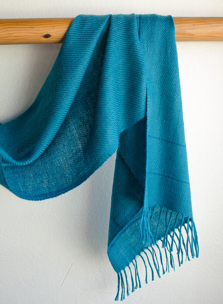 Hand-woven Pashmina Scarf dyed with indigo and tesu flowers