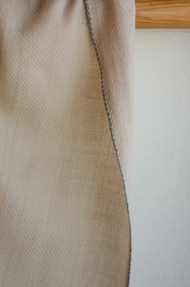 Hand-woven woolen shawl dyed with tea and harada