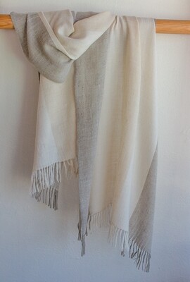 Hand-woven Pashmina Stole dyed with Tea and Harada