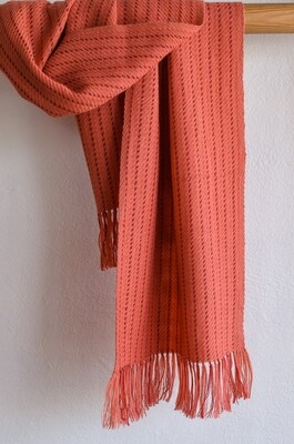 Handwoven Woolen Scarf Dyed with Madder and Harada