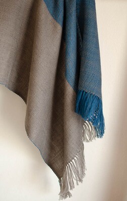 Hand-woven woolen stole dyed with harada, indigo and tesu flowers