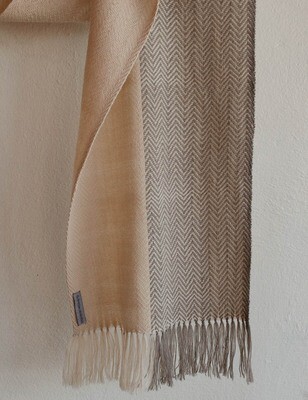 Handwoven Woolen Scarf Dyed with Harada and Tea