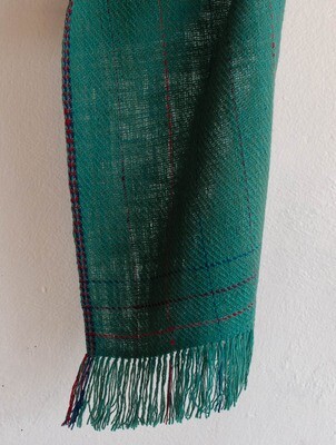 Handspun woolen Scarf dyed with indigo madder sappanwood and tesu flowers