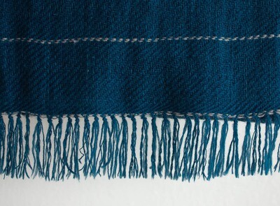 Handspun woolen Scarf dyed with indigo and harada