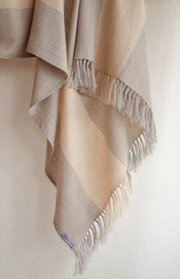 Hand-woven woolen shawl dyed with tea and harada