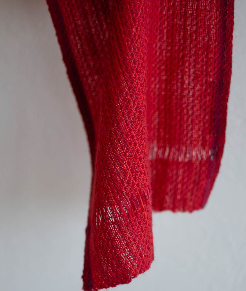 Small Handspun woolen Scarf dyed with Madder and Sappanwood