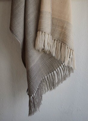 Hand-woven woolen stole dyed with Tea and Harada