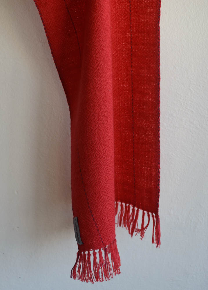 Handwoven Woolen Scarf Dyed with Madder and Sappanwood