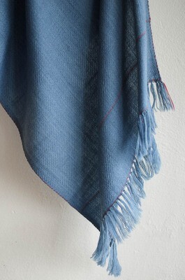 Small Hand-woven Woolen Stole Dyed with Indigo and Madder
