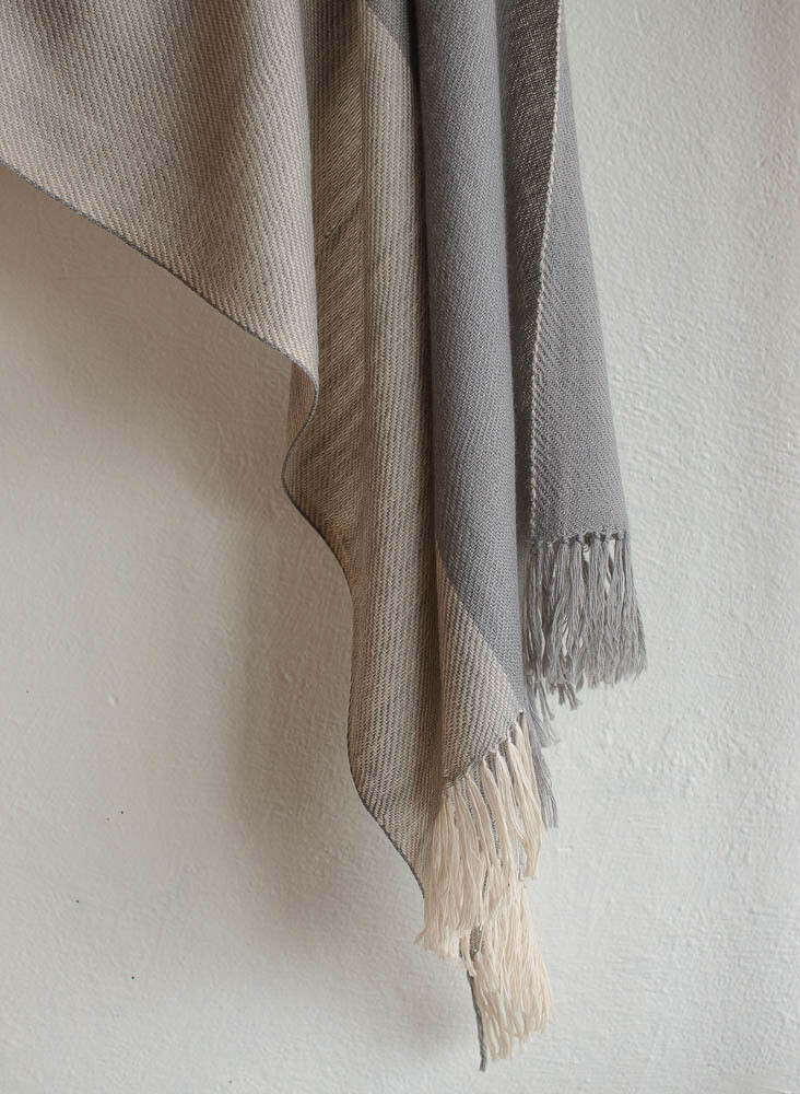 Small Hand-woven Woolen Stole Dyed with Tea and Harada