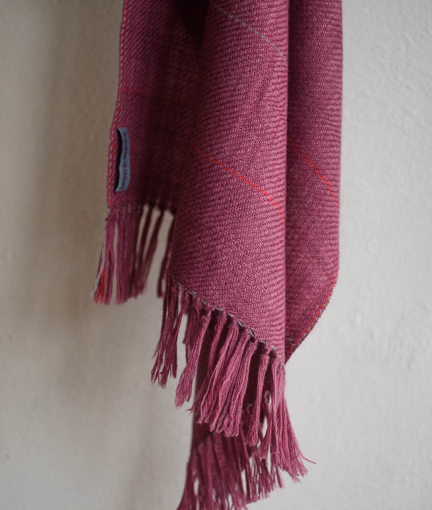 Small Hand-woven Woolen Stole Dyed with Shellac and Harada