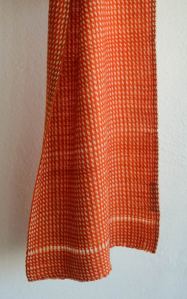 Handwoven Woolen Scarf Dyed with Tea and Tesu Flowers