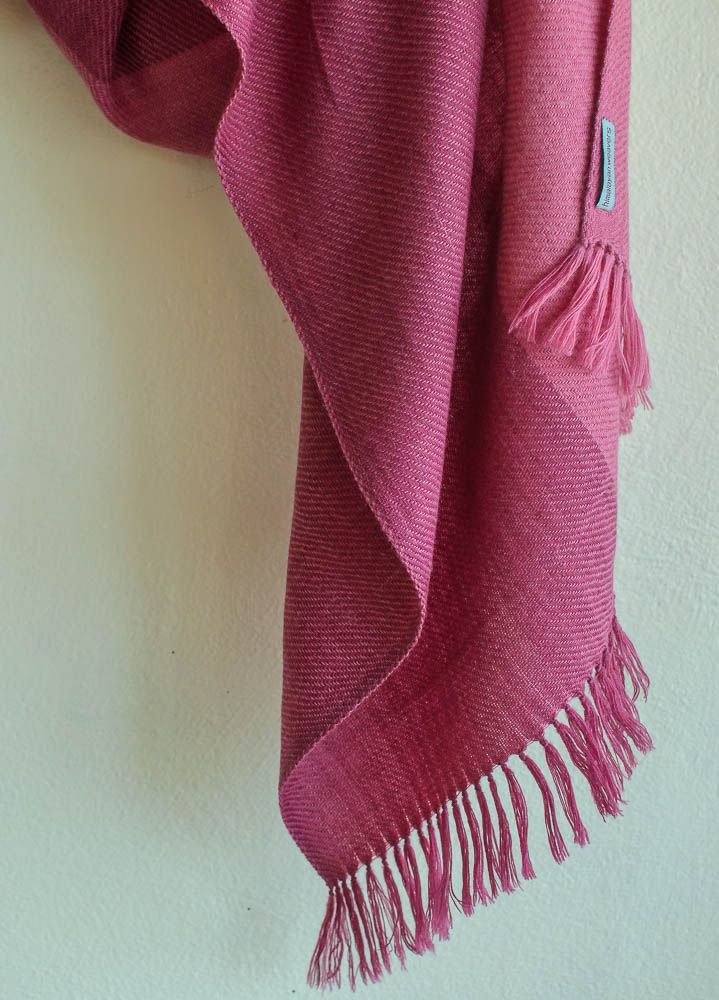Hand-woven woolen stole dyed with Shellac