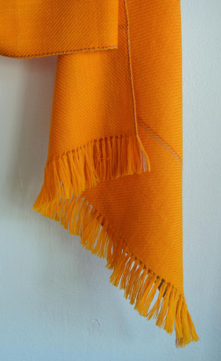 Small Hand-woven Woolen Stole Dyed with Tesu Flowers and Harada