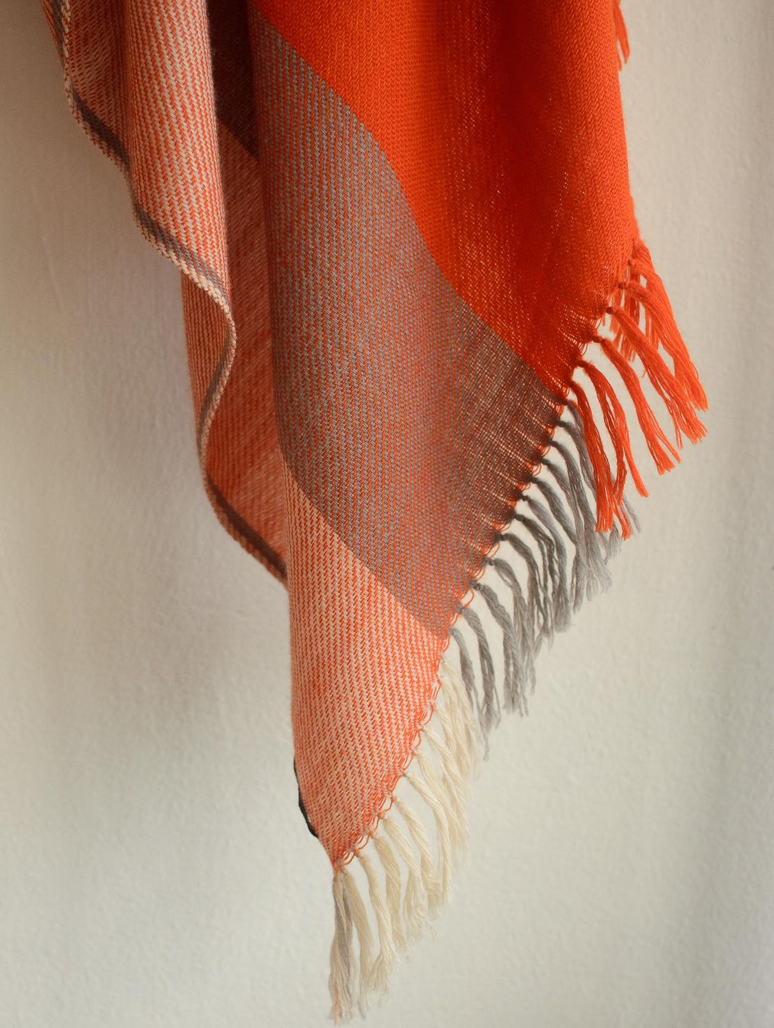 Hand-woven woolen shawl dyed with Tea, Tesu Flowers and Harada