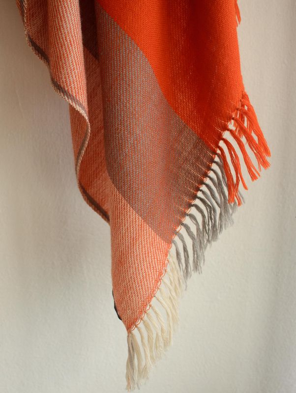 Hand-woven woolen shawl dyed with Tea, Tesu Flowers and Harada