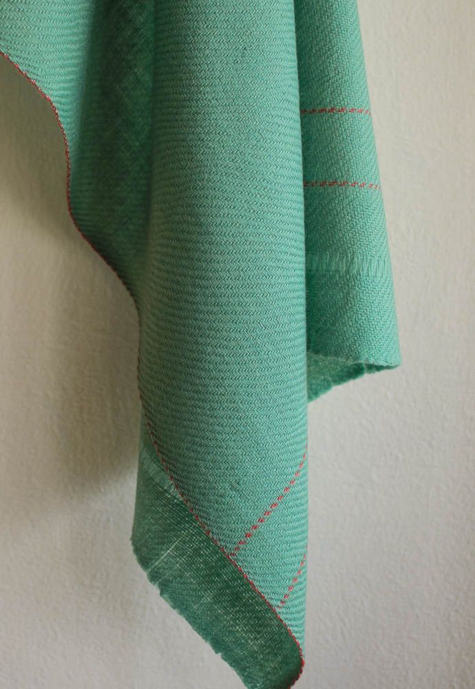 Small Hand-woven Woolen Stole Dyed with Madder Indigo and Tesu Flowers