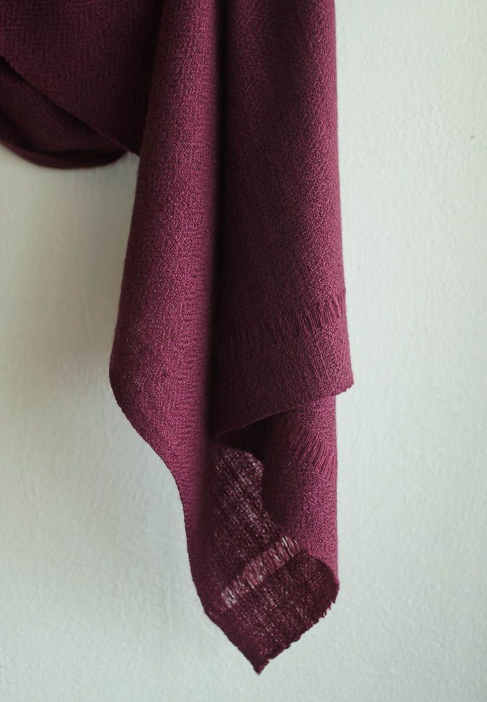 Handspun woolen stole dyed with Shellac