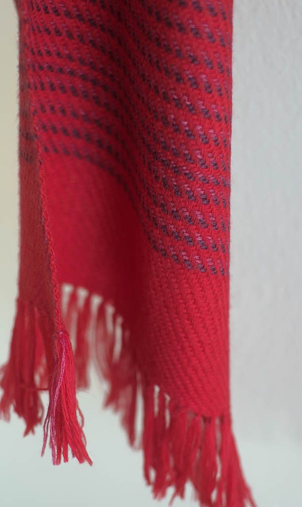 Handwoven Woolen Scarf Dyed with Madder, Shellac and Sappanwood