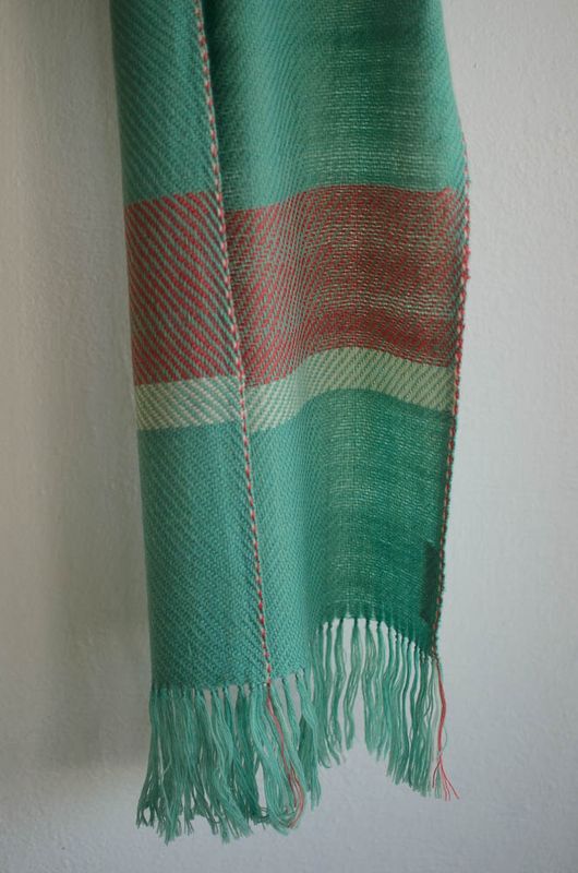 Handwoven Woolen Scarf Dyed with Indigo Madder Tesu Flowers and Tea