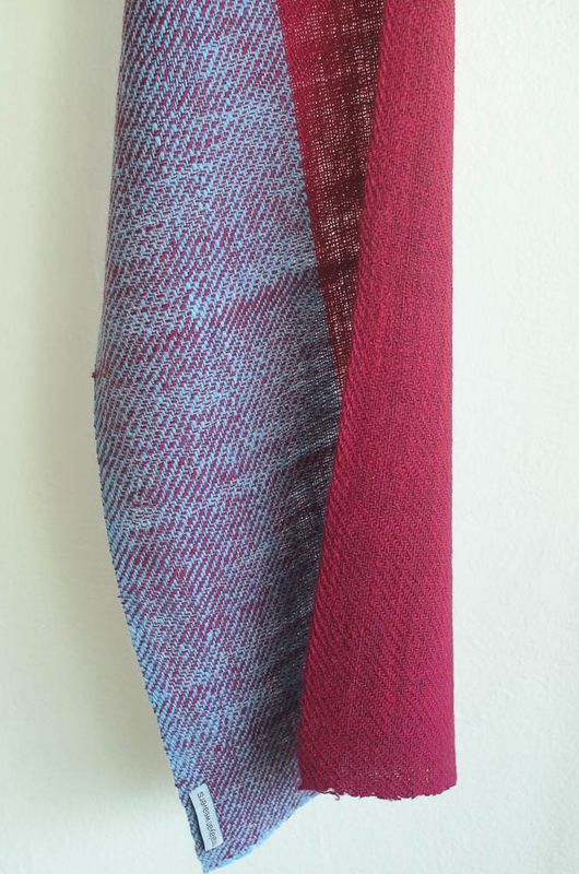 Handspun woolen Scarf dyed with Indigo and Shellac