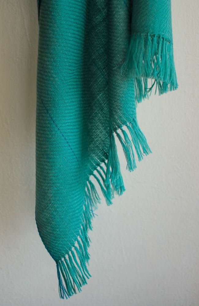 Hand-woven woolen stole dyed with Indigo and Tesu Flowers