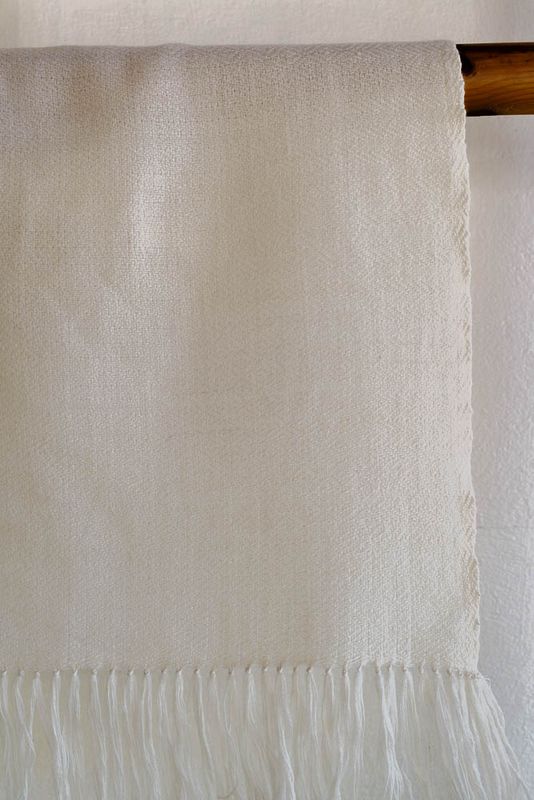 Large Hand-woven woolen shawl undyed