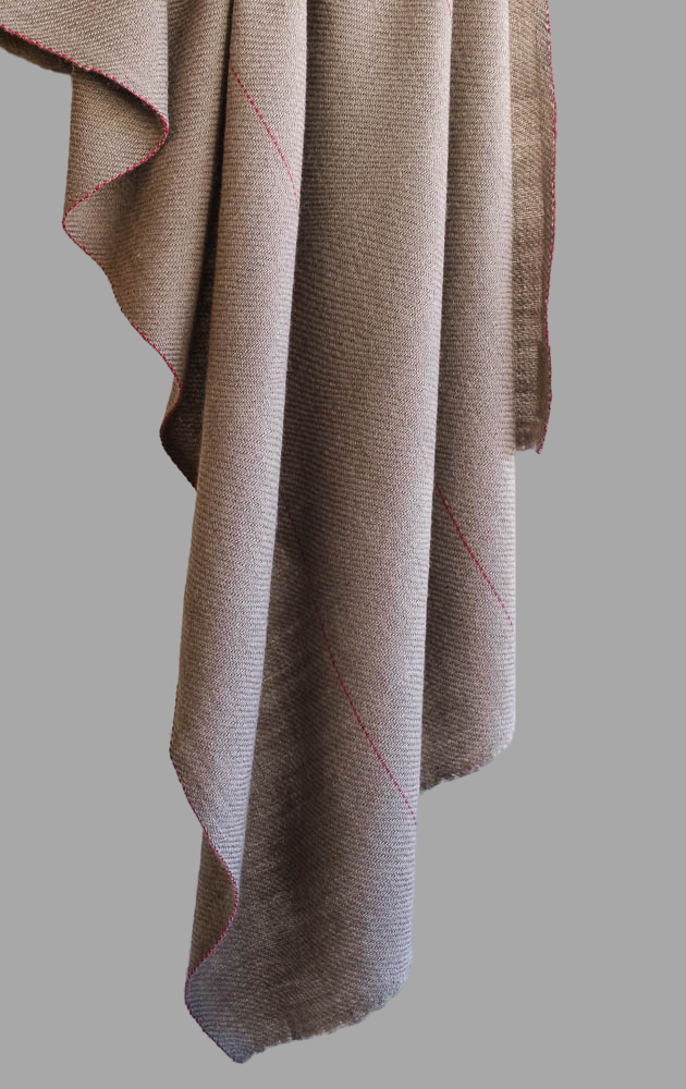 Hand-woven woolen shawl dyed with Harada and Sappanwood