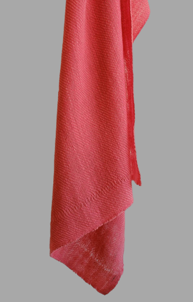 Handspun woolen stole dyed with Madder