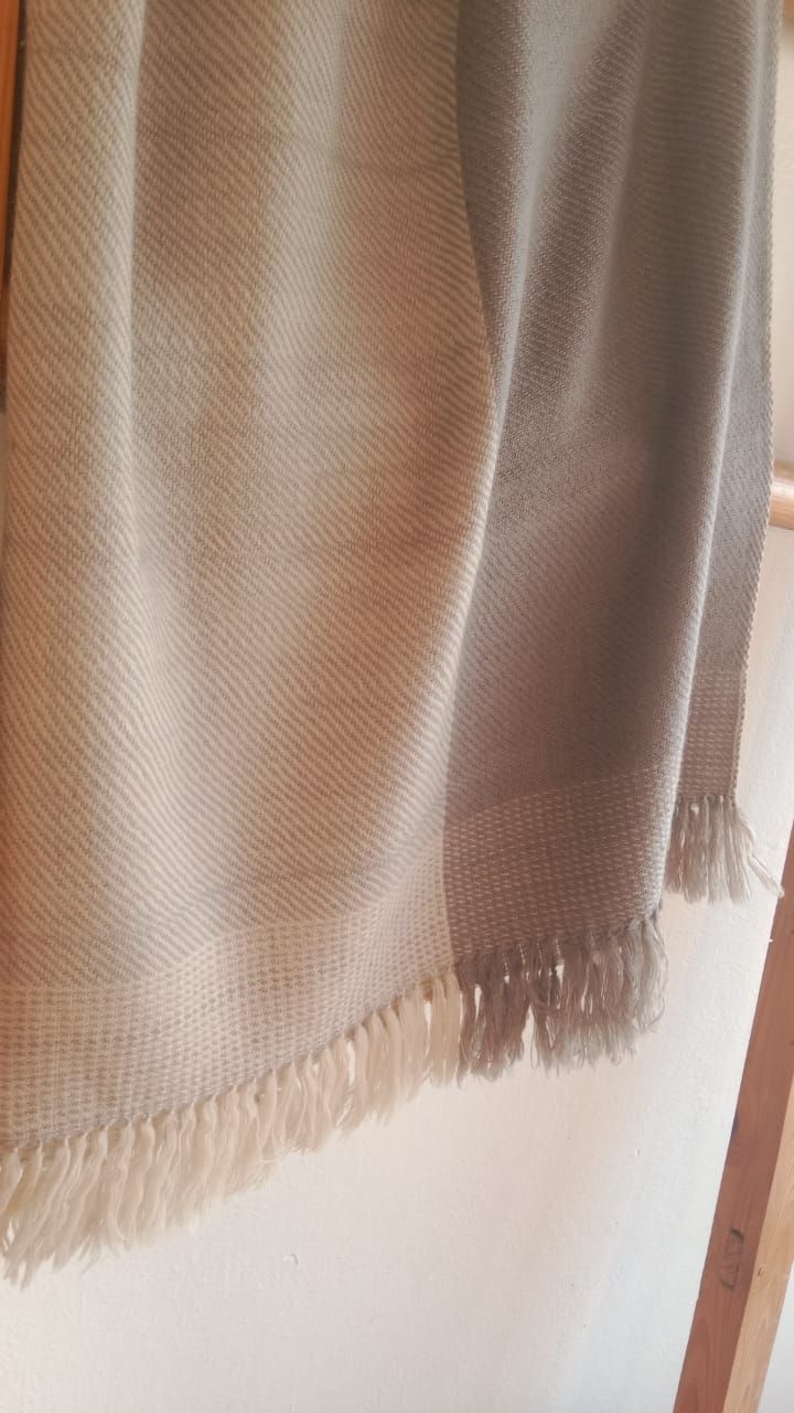 Hand-woven woolen stole dyed with Tea and Harada